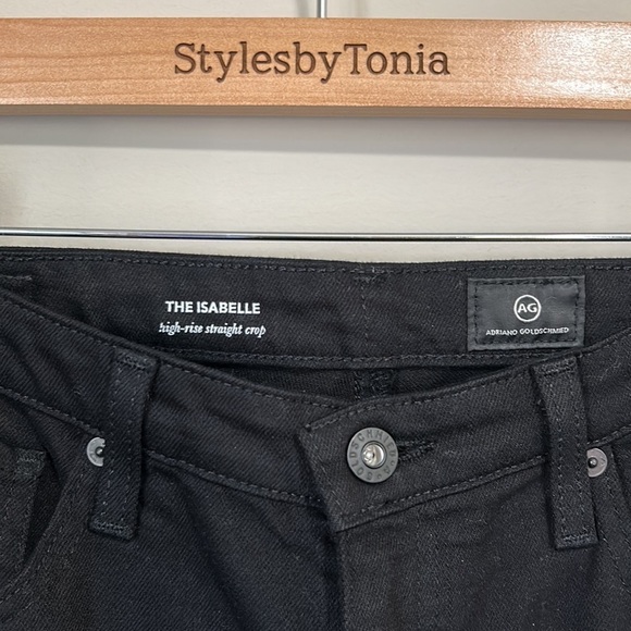 AG Adriano Goldschmied Isabelle High Rise Straight Leg Black Meteor Shower NEW - Picture 8 of 15